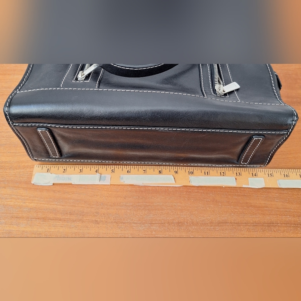 Michael Kors Leather Laptop Bag Work Tote Shoulder Structured Corpcore Black - Picture 9 of 14